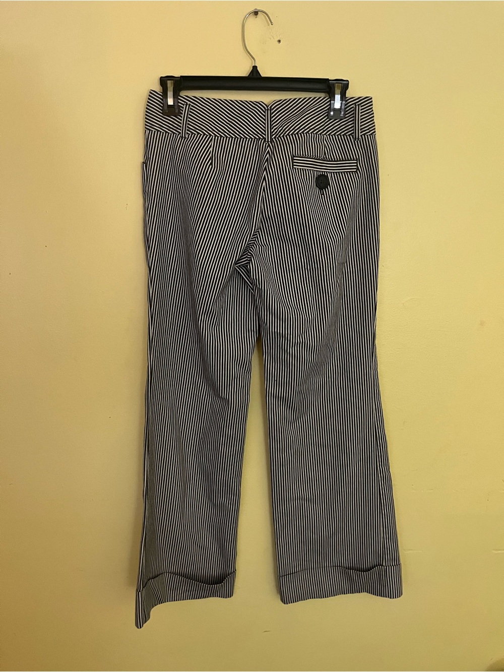 Old Navy Blue and White Striped Cuffed Bottom Pants Low Waist Size 2 - Picture 9 of 10